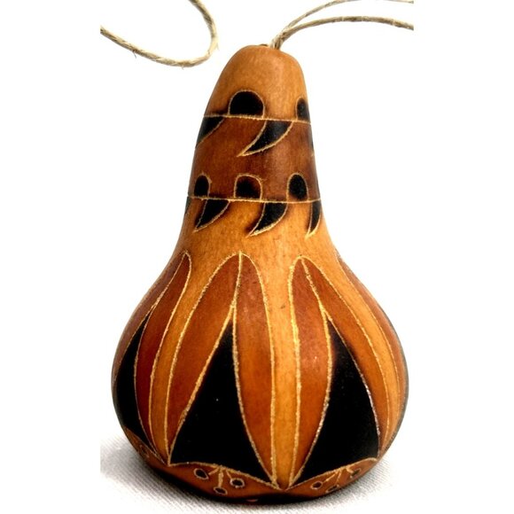 Gourd Bell Christmas Ornaments Terra Cotta Birds 3.25" Lot of 3 Natural Decor - Picture 4 of 7